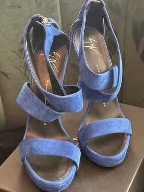 Giuseppe Zanotti Cobalt Blue Suede Platform Sandals